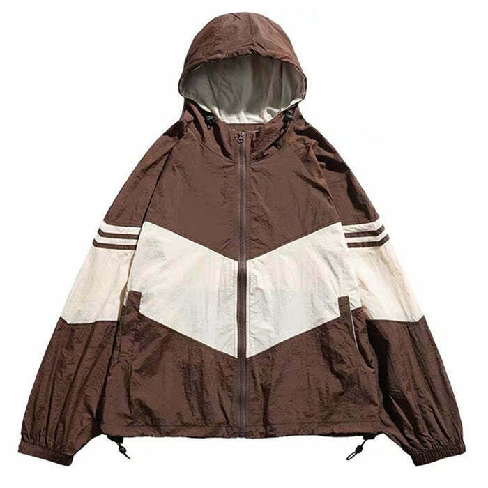 90's Brown Oversized Bomber Jacket - Y2K Fashion Statement with Cozy Baggy Fit and Style