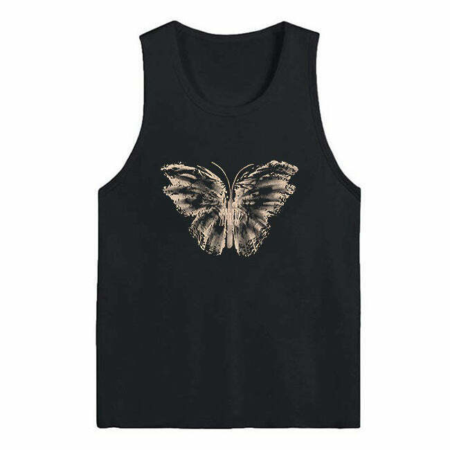 Aesthetic Butterfly Print Tee - Vintage Y2K Style with Trendy Butterfly Design