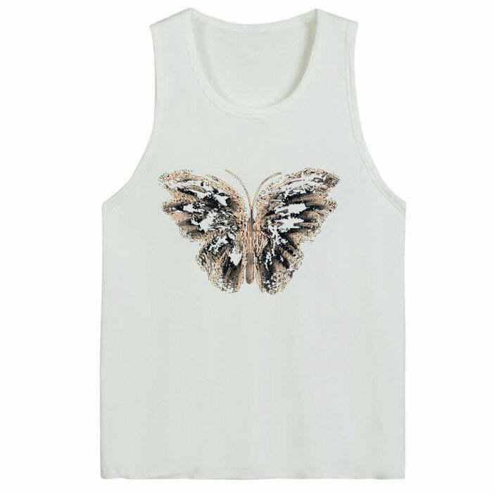 Aesthetic Butterfly Print Tee - Vintage Y2K Style with Trendy Butterfly Design