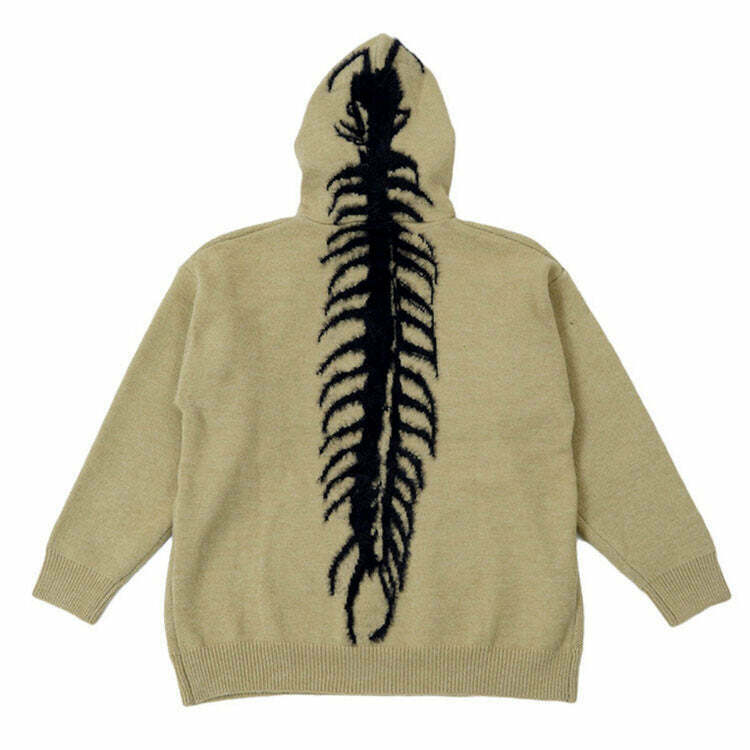 Aesthetic Centipede Knit Hoodie in Green, Blue, Brown, and Black - Trendy Cropped Zip-Up Style