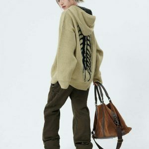 Aesthetic Centipede Knit Hoodie in Green, Blue, Brown, and Black - Trendy Cropped Zip-Up Style