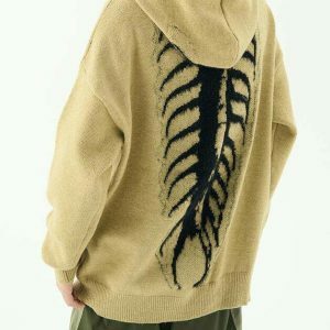 Aesthetic Centipede Knit Hoodie in Green, Blue, Brown, and Black - Trendy Cropped Zip-Up Style