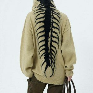 Aesthetic Centipede Knit Hoodie in Green, Blue, Brown, and Black - Trendy Cropped Zip-Up Style