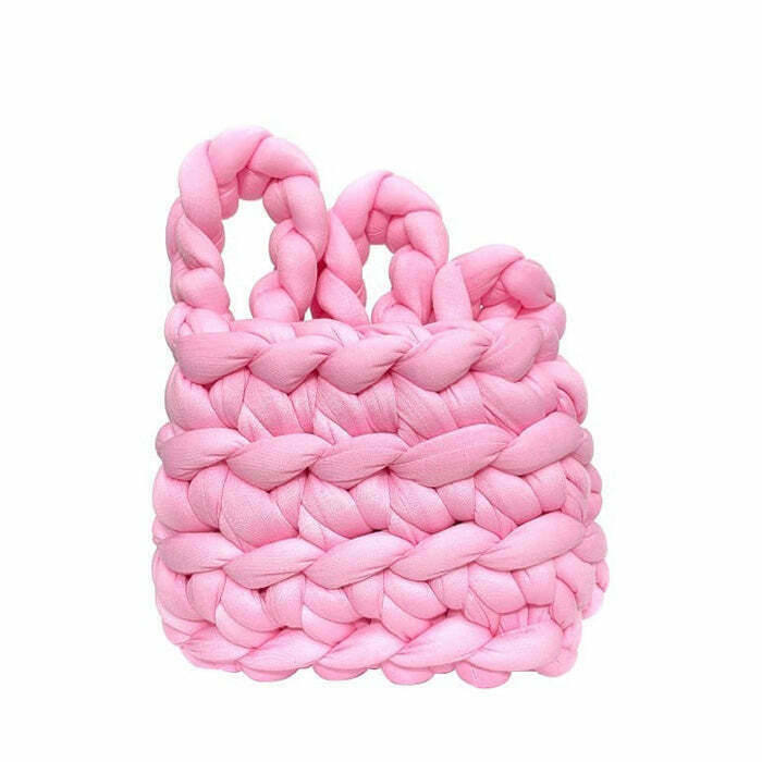 Aesthetic Crochet Bag - Trendy Heart Tote with Y2K Vibes and Stylish Crochet Design