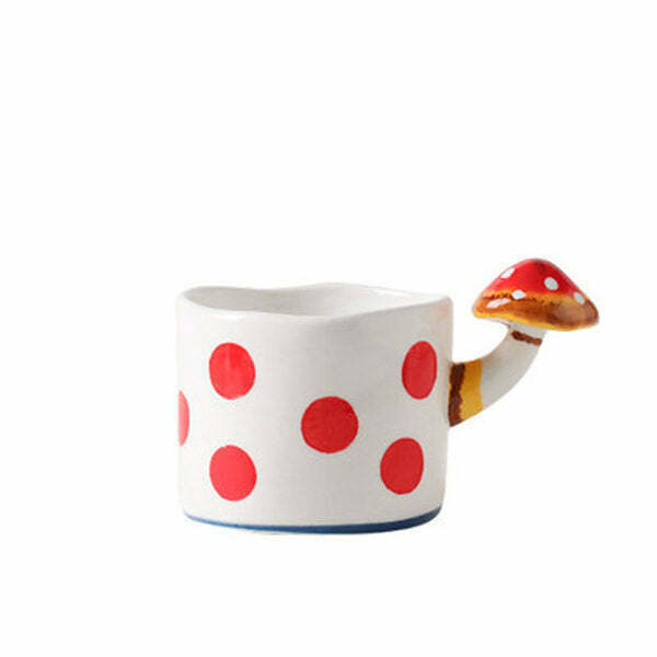 Aesthetic Mushroom Ceramic Mug - Cute Green & Brown Mushroom Design for Trendy Style