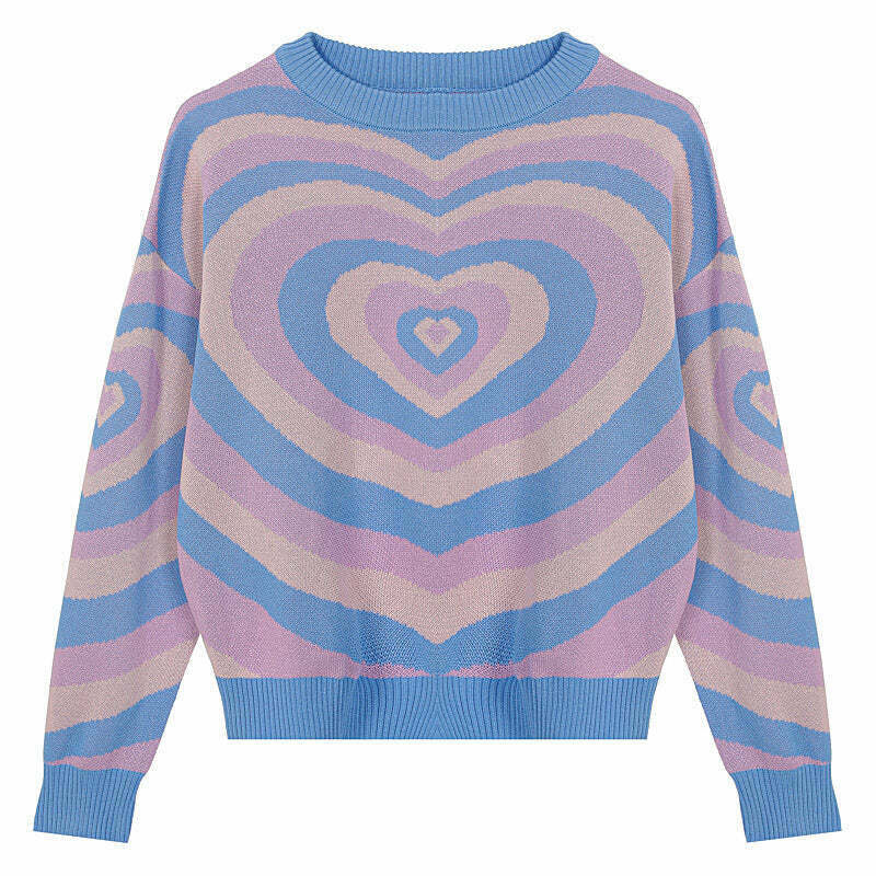 Aesthetic Pastel Heart Sweater - Unique Y2K Style with Cozy Comfort and Trendy Vibes