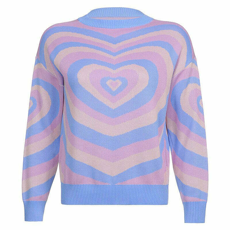 Aesthetic Pastel Heart Sweater - Unique Y2K Style with Cozy Comfort and Trendy Vibes