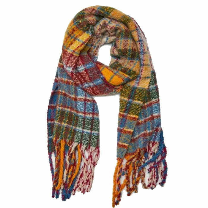 Autumn Feels Cozy Plaid Wool Scarf - Stylish Vintage-Inspired Accessory for Y2K Fashion