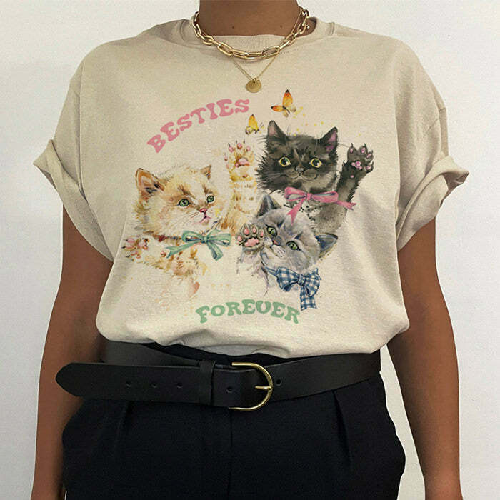 Besties Forever T-Shirt in Soft Cotton-Spandex Blend - Trendy Y2K Fashion Essential