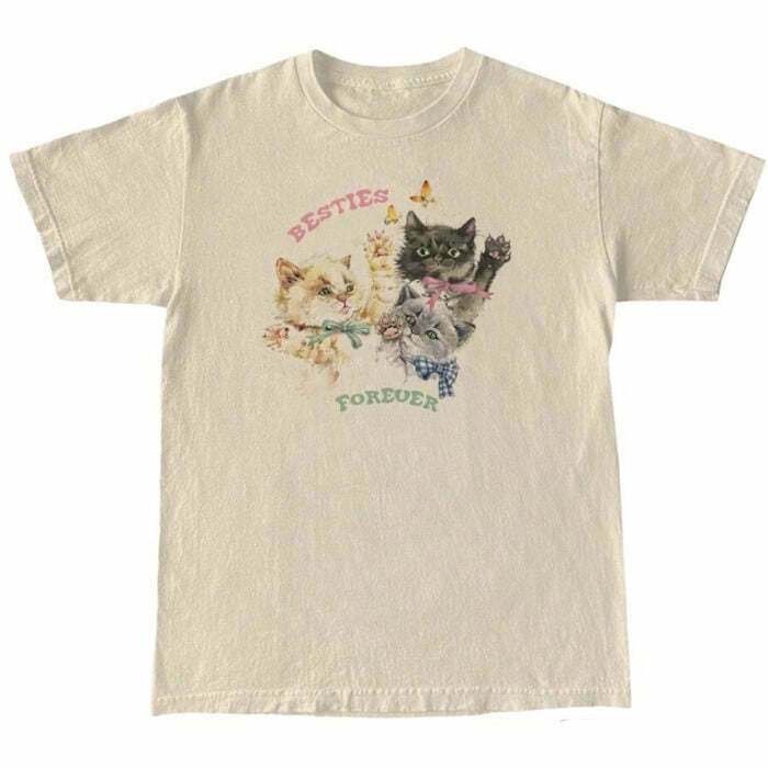 Besties Forever T-Shirt in Soft Cotton-Spandex Blend - Trendy Y2K Fashion Essential