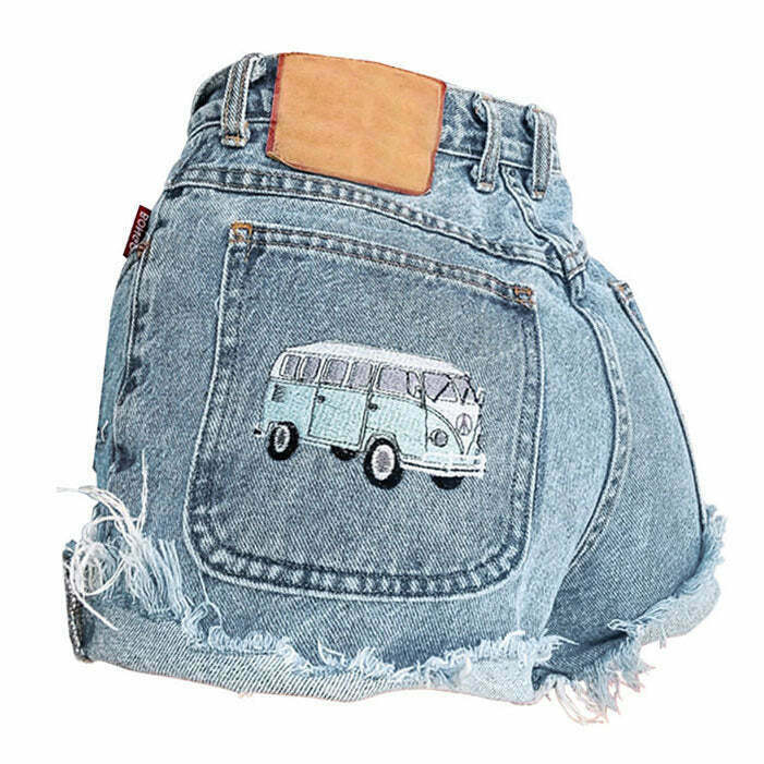 California Dreamin' Embroidery Shorts - Trendy Patchwork Denim with Rhinestone Fringe Details