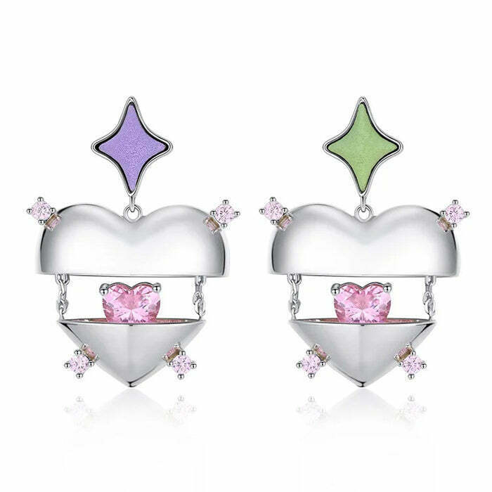 Charming Inside My Heart Aesthetic Earrings with Butterfly Design for Trendy Y2K Style