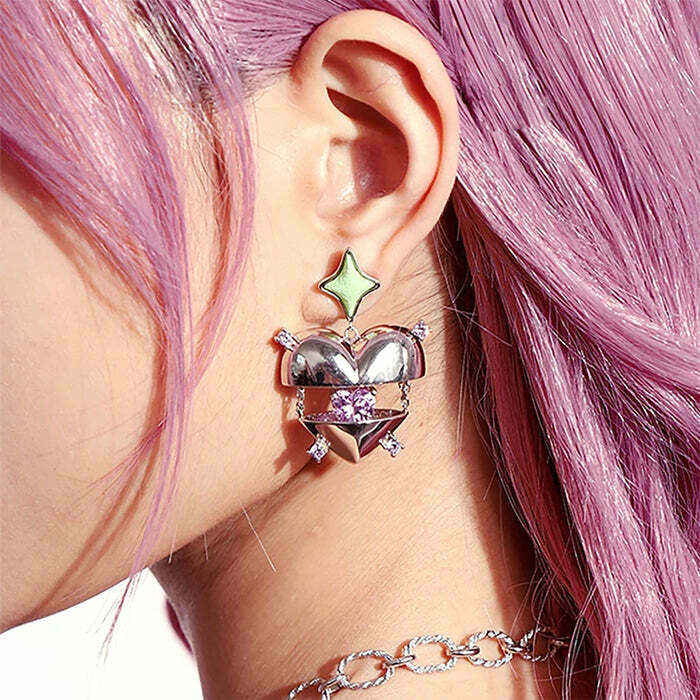 Charming Inside My Heart Aesthetic Earrings with Butterfly Design for Trendy Y2K Style