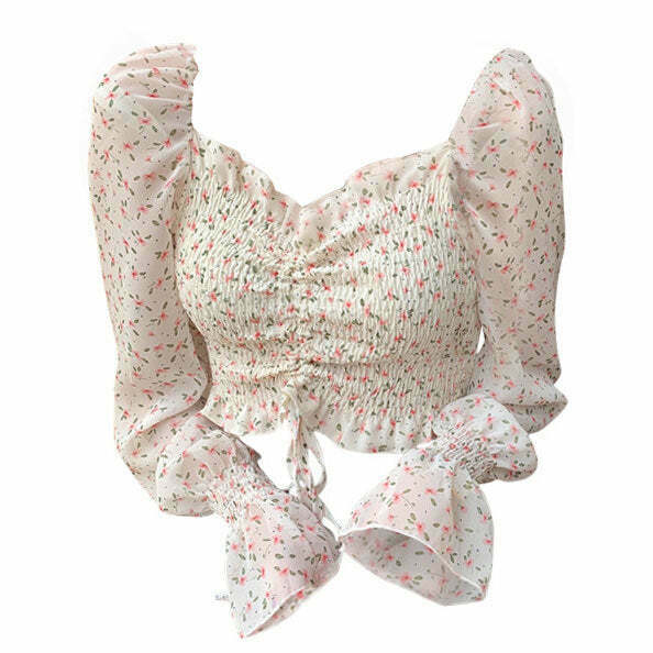 Charming Secret Garden Crop Top with Bow Tie Detail - Y2K Fairy Style Denim Tube Top