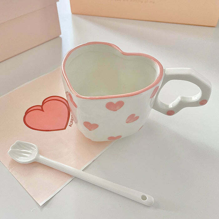 Charming Sweetheart Ceramic Cup - Aesthetic Y2K Mug for Tea Lovers and Cupid Enthusiasts