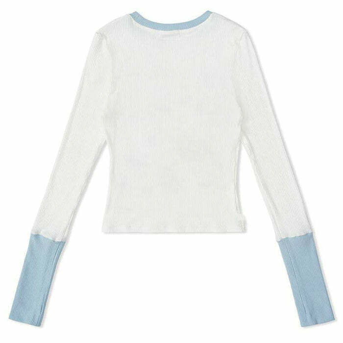 Charming Y2K Kitty Long Sleeve Top with Bow Tie Detail - Trendy Crop Top for Stylish Looks