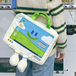 Chic 2.0 Windows XP Embroidery Handbag - Trendy Minimalist Design with Unique Embroidery