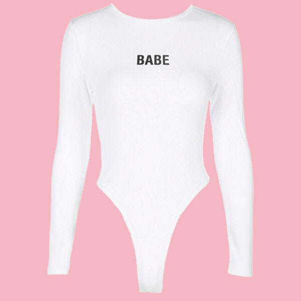 Chic Babe Bodysuit in Y2K Grunge Style - Trendy Modern Fashion for Bold Looks