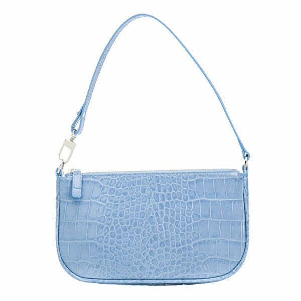 Chic Baby Blue Baguette Bag - Trendy Y2K Style with Stylish Design and Versatile Use