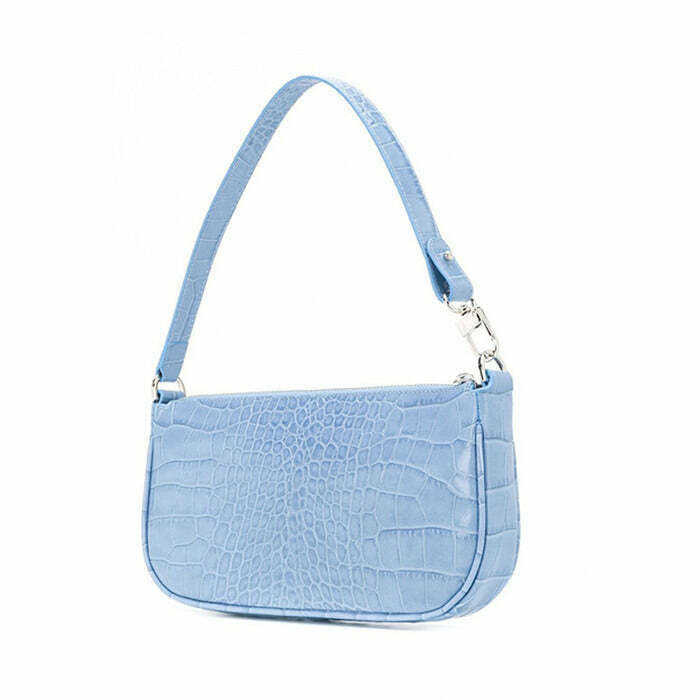 Chic Baby Blue Baguette Bag - Trendy Y2K Style with Stylish Design and Versatile Use