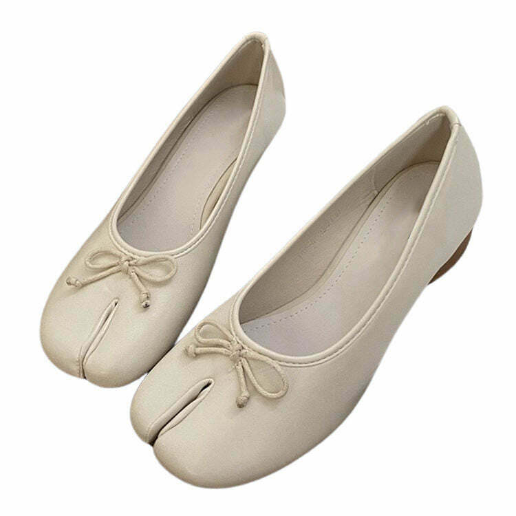 Chic Ballet Core Bow Sandals - Stylish Tabi Ballet Flats for Trendy Y2K Fashion Lovers