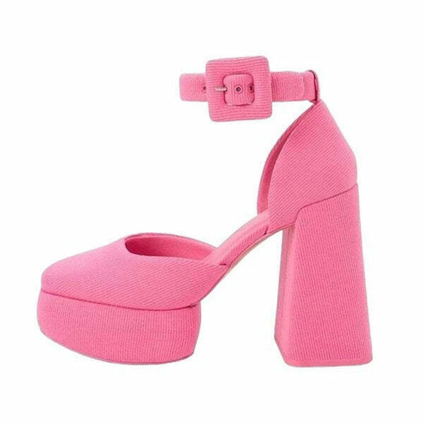 Chic Barbiecore Platform Heels - Trendy Y2K Fashion Statement for Bold Style Lovers