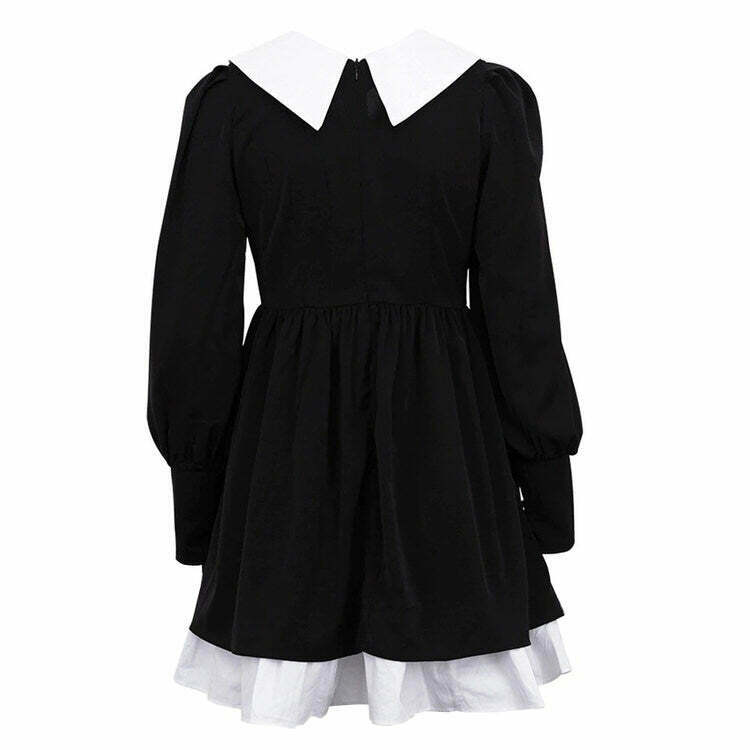 Chic Black Collar Dress - Long Sleeve Bodycon Style for Y2K Bohemian Fashion Lovers