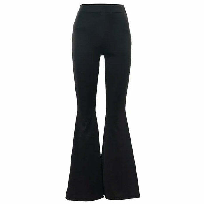 Chic Black Flared Trousers for Effortless Y2K Style - Trendy 2000s Fashion Essential