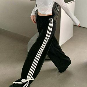 Chic Bow Tie Side Stripe Cargo Pants in Vibrant Orange - Trendy Y2K Style for Fashion Lovers