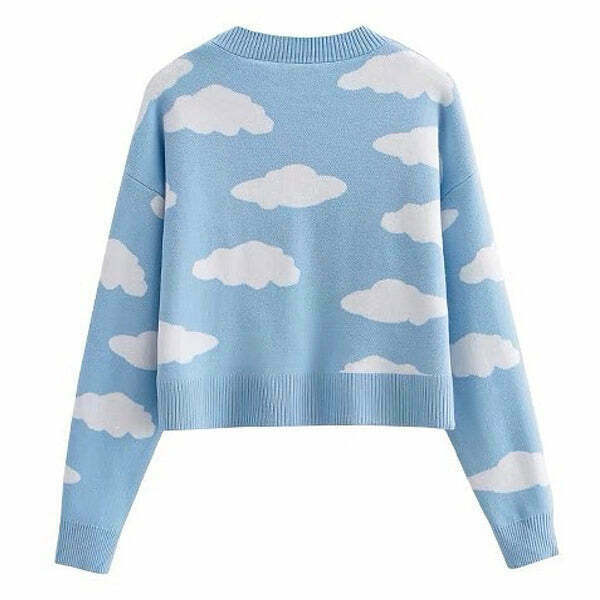 Chic Clouds Knit Cropped Cardigan - Vintage-Inspired Knit Fashion for Y2K Style Lovers