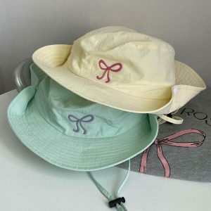 Chic Coquette Aesthetic Bow Fisherman Hat - Trendy Y2K Crochet Frog & Disco Cowgirl Style