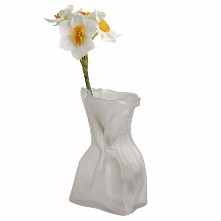 Chic Crumpled Paper Glass Flower Vase - Trendy Pastel Acrylic Design for Y2K Style Decor