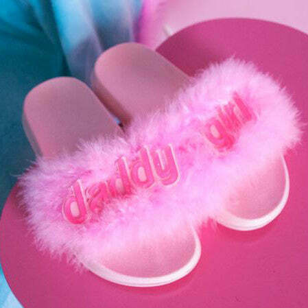 Chic Daddy Girl Faux Fur Sandals - Trendy Tabi Style for Y2K Fashion Lovers