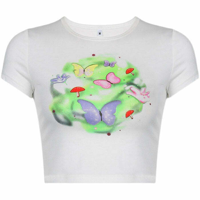 Chic Fairy Garden Crop Top with Bow Tie Detail - Y2K Denim Tube Top for Trendy Styles