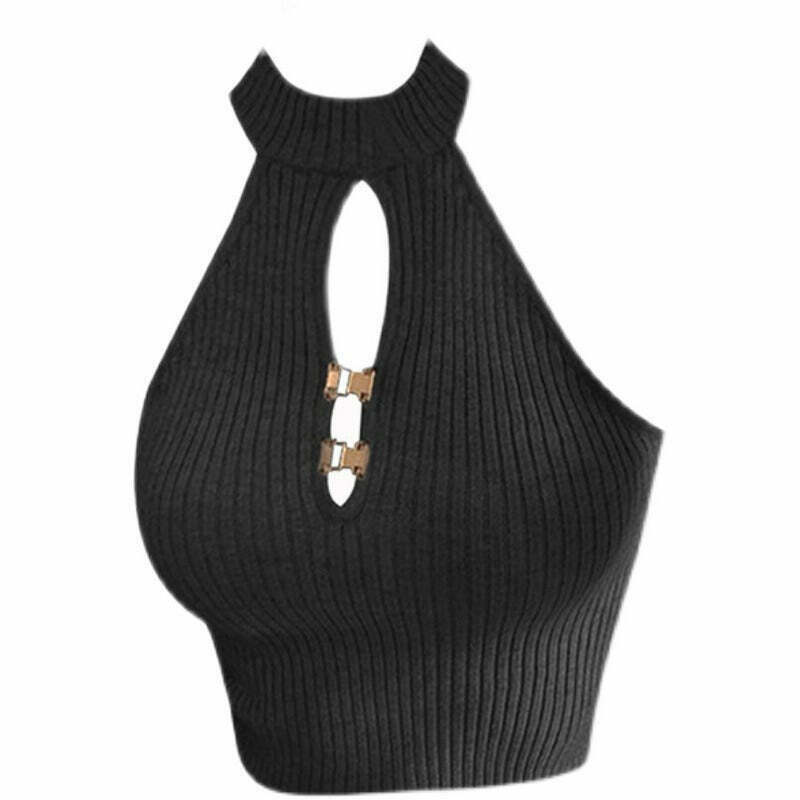 Chic Florence Ribbed Halter Top with Bow Tie Detail - Trendy Y2K Crop Top for Stylish Looks