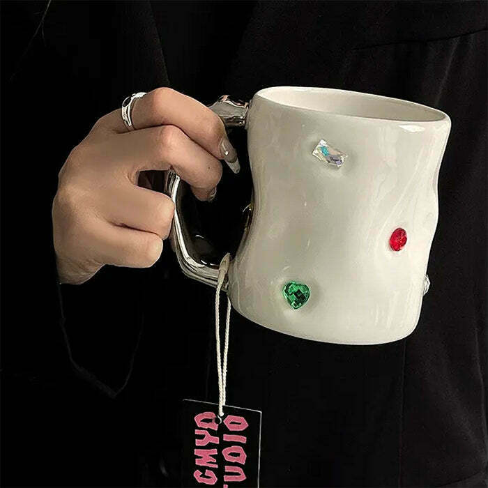 Chic Gems Coffee Cup - Y2K Aesthetic Drinkware for Coffee Lovers & Trendsetters