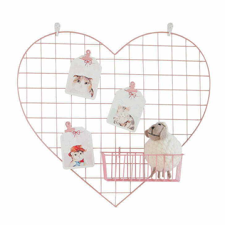 Chic Heart-Shaped Grid Wall Organizer for Y2K Aesthetic Decor and Stylish Storage Solutions