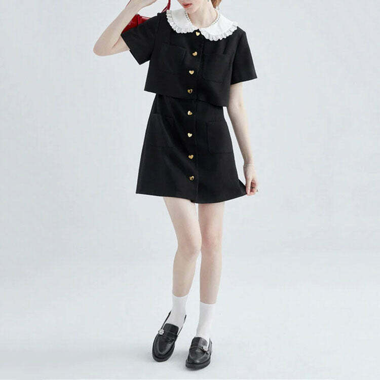 Chic Little Witch Mini Black Dress - Bohemian Long Sleeve Bodycon for Y2K Fairycore Style