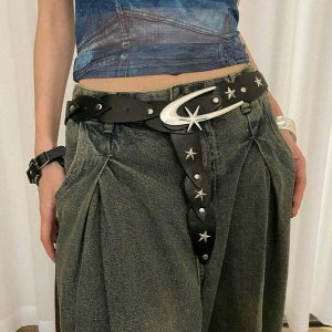 Chic Moon and Stars Belt for Trendy Y2K Fashion - Perfect for Grandmacore Aesthetic