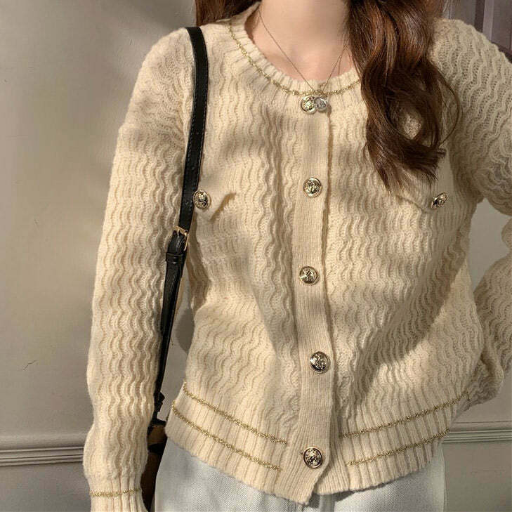 Chic Old Money Aesthetic Cardigan - Cozy Knit for Effortless Style & Timeless Elegance