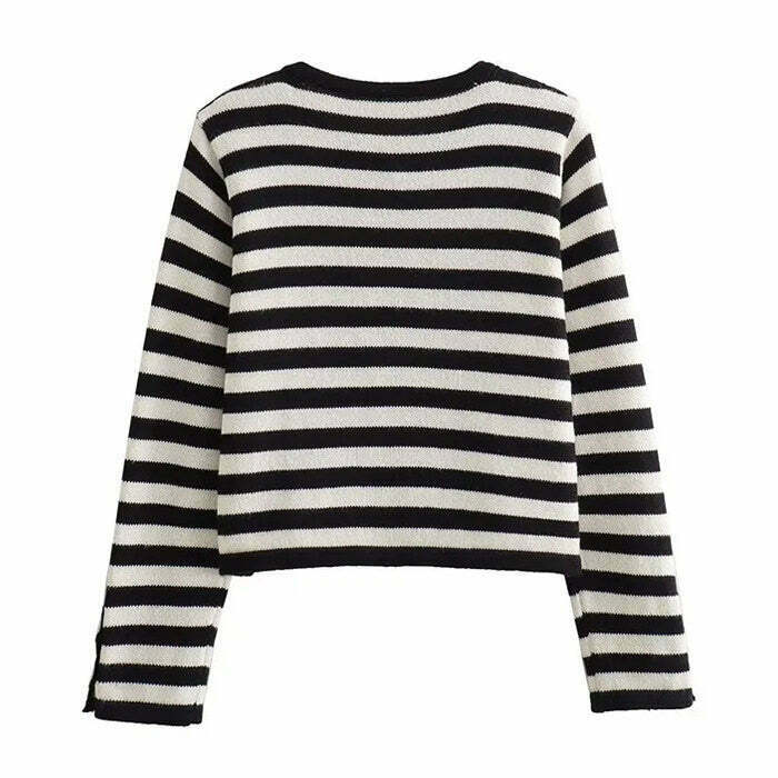 Chic Old Money Striped Cardigan for Effortless Y2K Style and Cozy Comfort