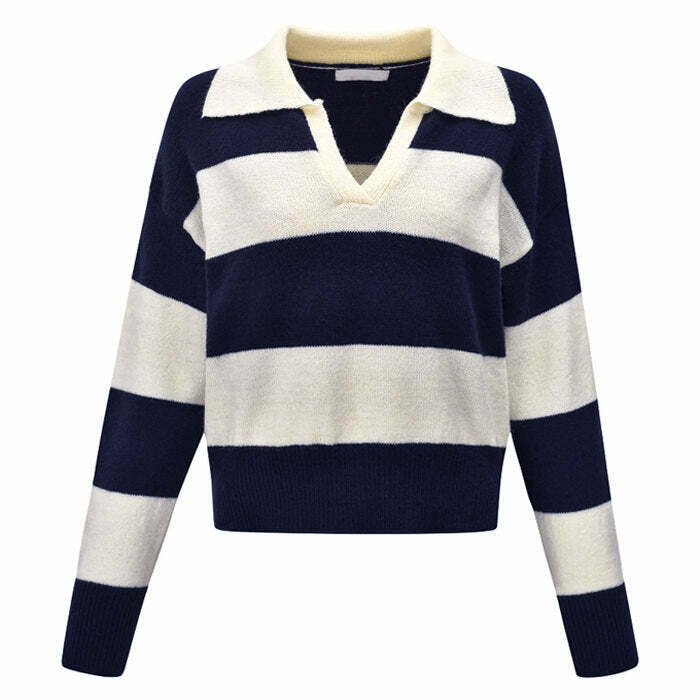 Chic Old Money Striped Pullover - Trendy Y2K Fashion for Effortless Style and Comfort