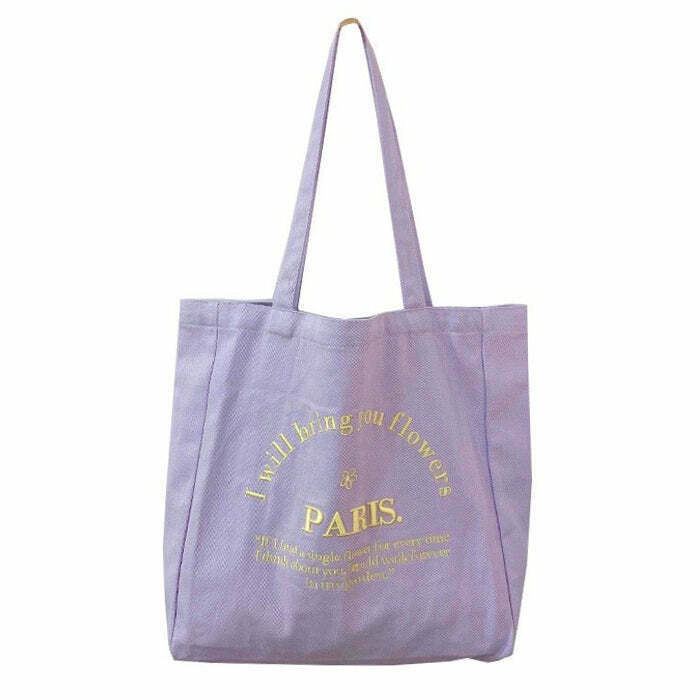 Chic Paris Embroidered Flower Bag - Trendy Aesthetic Tote for Y2K Fashion Lovers