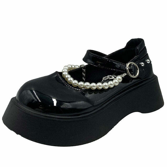 Chic Pearl Chunky Sandals with Rivets - Trendy Tabi Style for Y2K Aesthetic Lovers