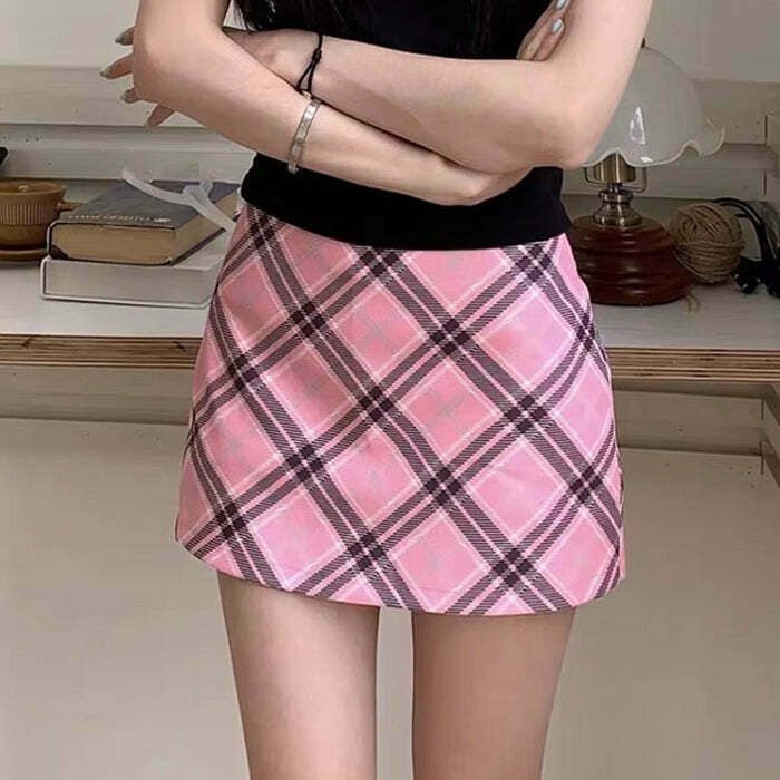 Chic Preppy Aesthetic Pink Bubble Skirt with Drawstring - Y2K Fashion Essential