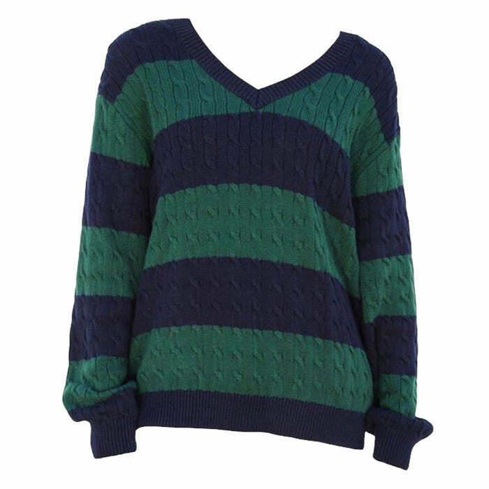 Chic Preppy Striped Jumper for Trendy Girls - Stylish Y2K Fashion Essential