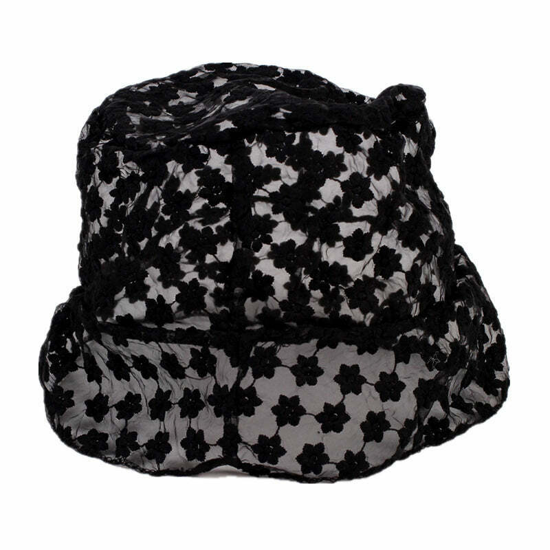 Chic Pure Nocturne Lace Bucket Hat - Y2K Disco Cowgirl Style with Crochet Detailing