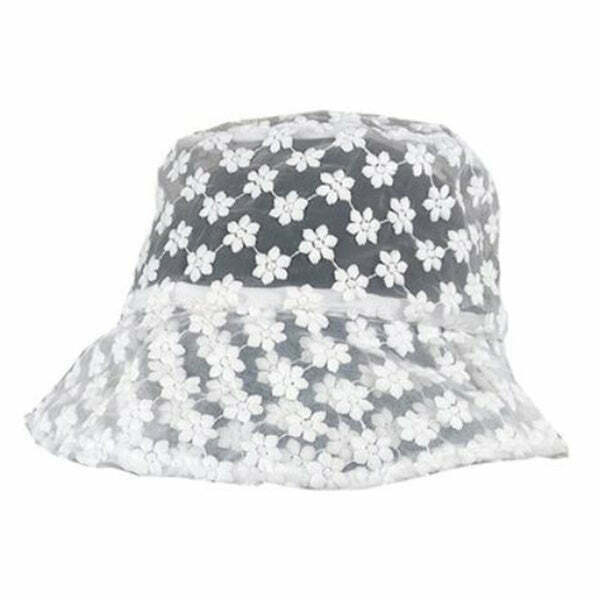 Chic Pure Nocturne Lace Bucket Hat - Y2K Disco Cowgirl Style with Crochet Detailing