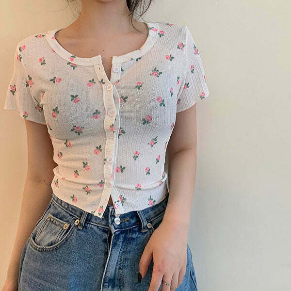 Chic Rose Ribbed Bow Tie Crop Top - Y2K Denim Tube Style for Trendy Aesthetic Fashion