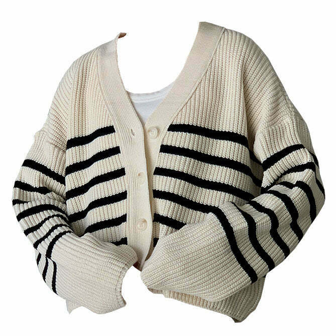 Chic Self Made Striped Cardigan - Cozy Coquette Style with Vintage Y2K Vibes